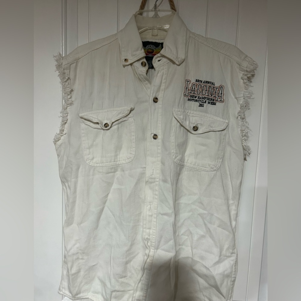Men’s “Biker Wear USA” Frayed
Sleeveless Shirt